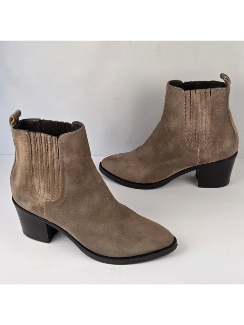 M.Gemi Era Suede Block Heel Ankle Boots Size 37 Made In Italy